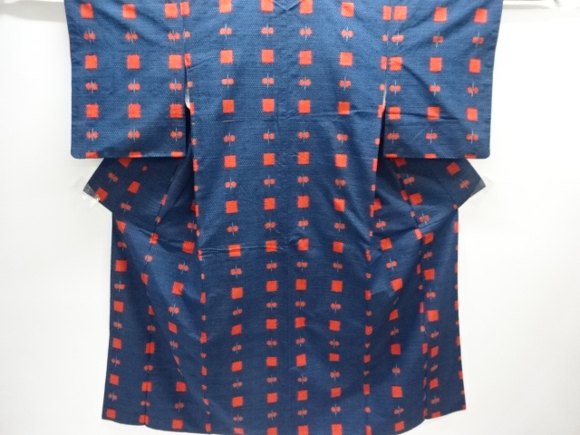 JAPANESE KIMONO / TSUMUGI / WOVEN ABSTRACT PATTERN 